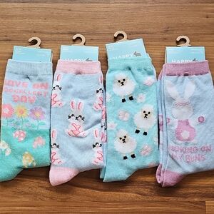 Easter Spring Novelty Crew Sock Set Of 4 NWT